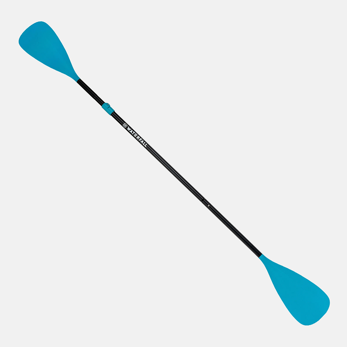 Blue paddle with black shaft and teal blades, adjustable multi-piece design