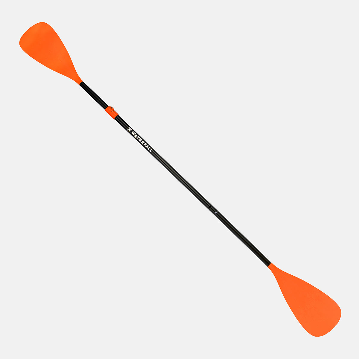 Orange paddle with black shaft and blade, adjustable multi-piece design
