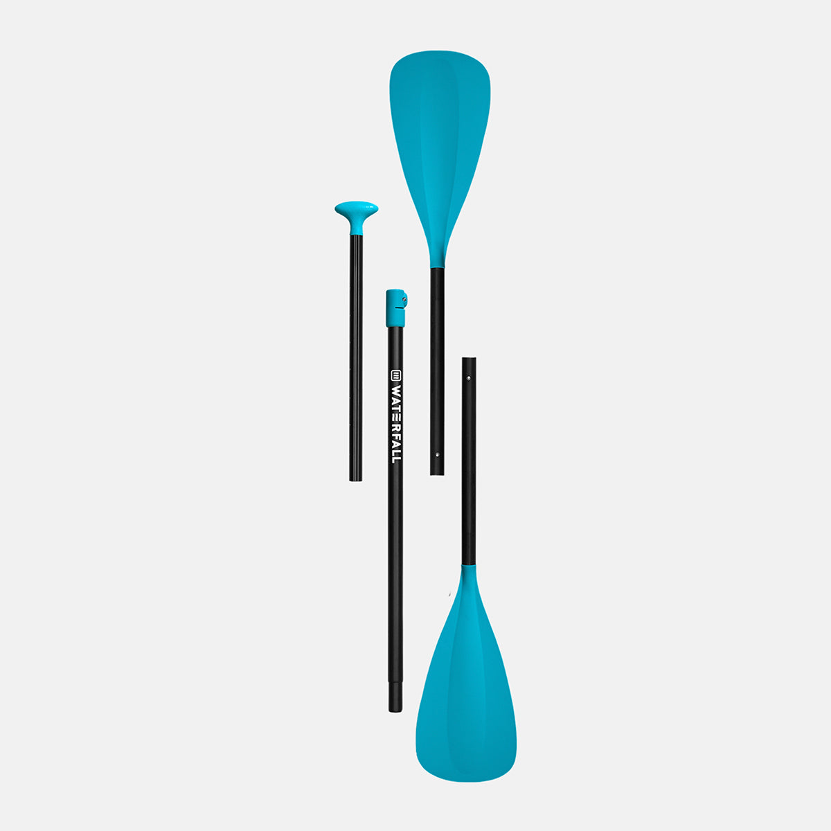 4-piece adjustable paddle set with blue blades and black aluminum shafts