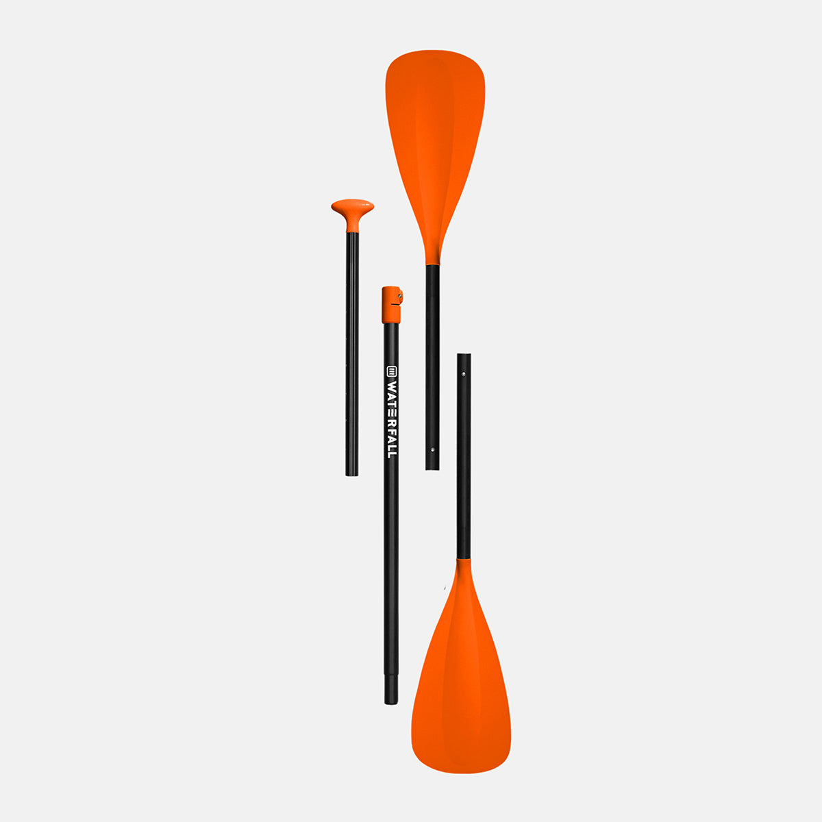 4-piece adjustable paddle set with orange blades and black aluminum shafts